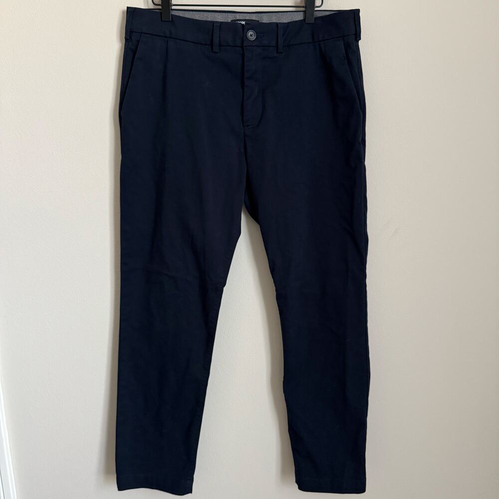 EXPRESS Mens Dark Navy Blue Cotton Blend Trouser Pants 33 x 30 Slim Straight Leg